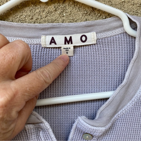 AMO thermal Henley long sleeve size small gray / beige - Picture 2 of 4